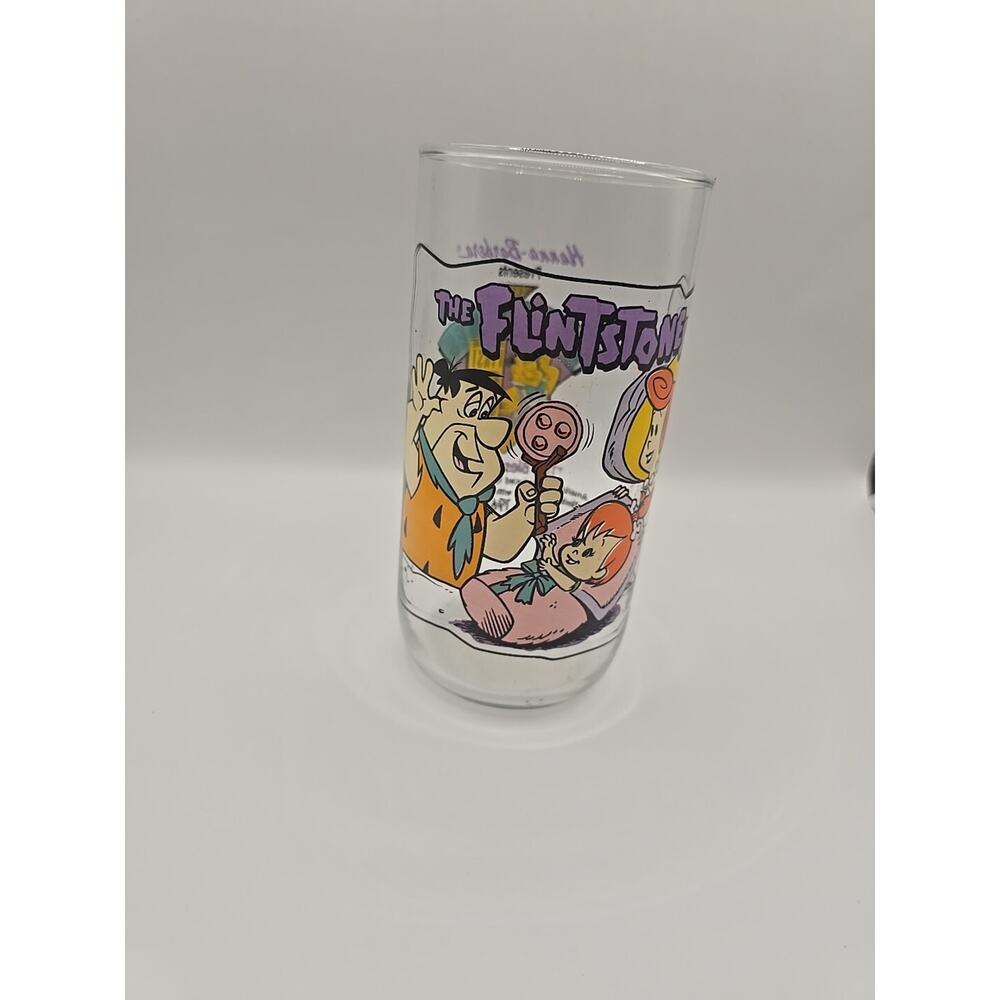 Flintstones The Blessed Event Glass Cup 1991 Hardees Pebbles‎ First 30 Years